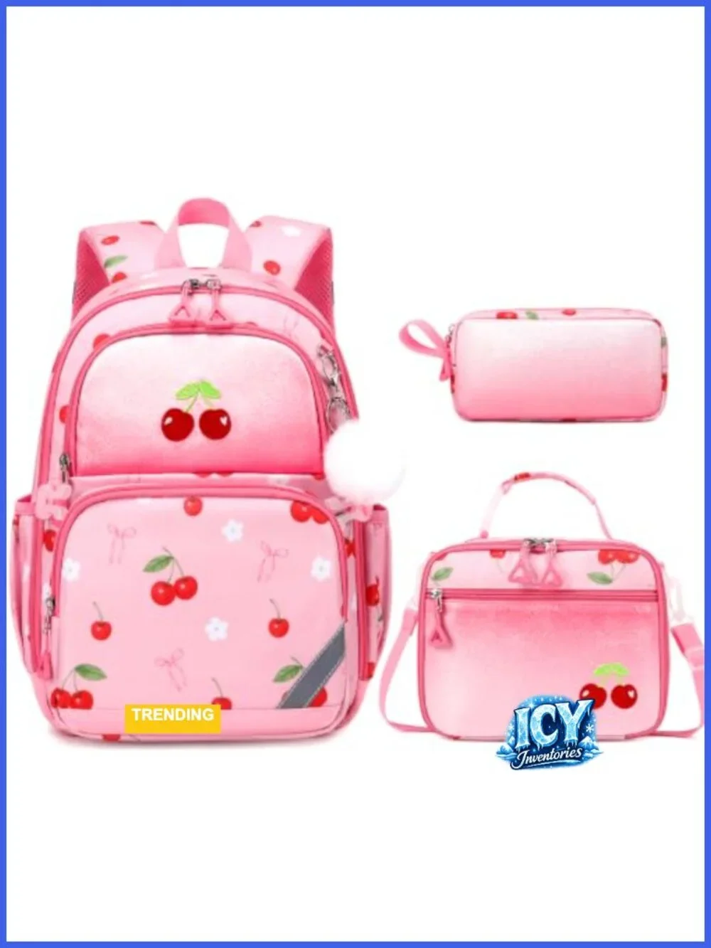 Kids Backpack Set for Girls with Lunch Bag and Pencil Pouch, Waterproof